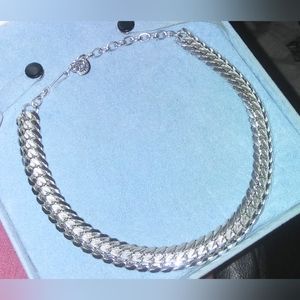 Vintage "W. Germany" Women's 925 Sterling Silver Curb Chain Choker Necklace